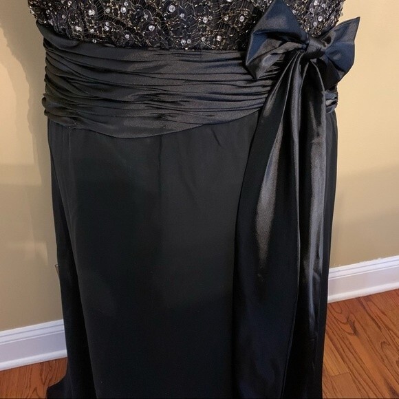 MAY QUEEN Couture Black Beaded Chiffon Gown 4XL – Formal Evening Dress - Picture 5 of 8